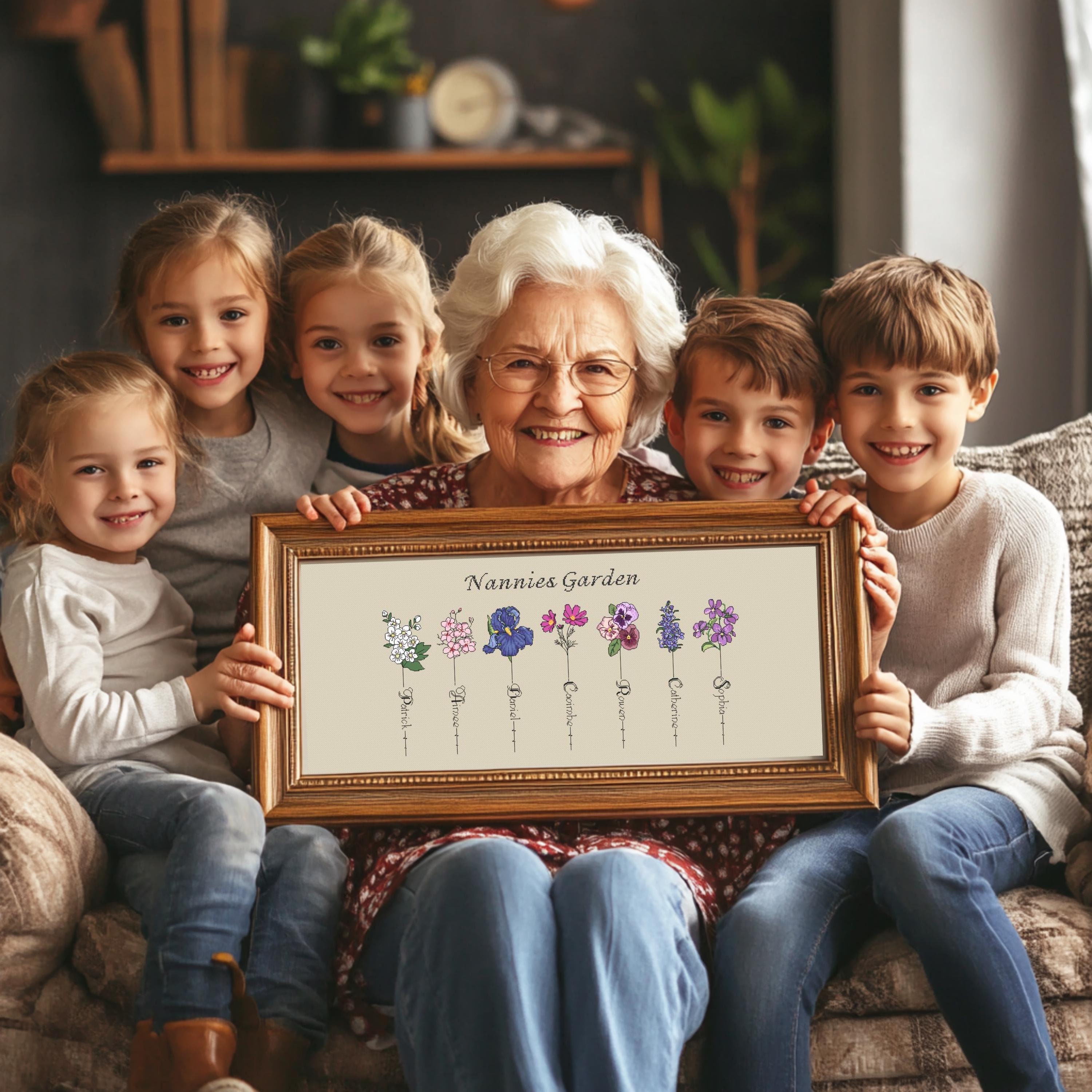Custom Family Birth Month Flowers Garden Cross Stitch Pattern