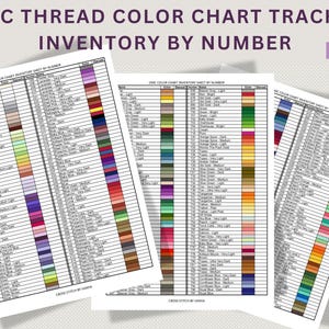 DMC Thread Color Chart Tracker Inventur nach NUMMER, Kreuzstich, Handarbeiten, Stickerei, sofortiger Zugriff und Druck