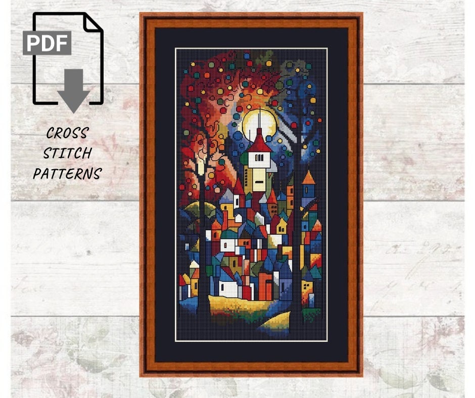Magic City Cross Stitch Pattern, Modern Watercolor Cross Stitch Pdf ...