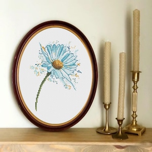 Daisy kruissteekpatroon bloemen pdf-patroon planten wilde bloemen kruissteek instant download pdf
