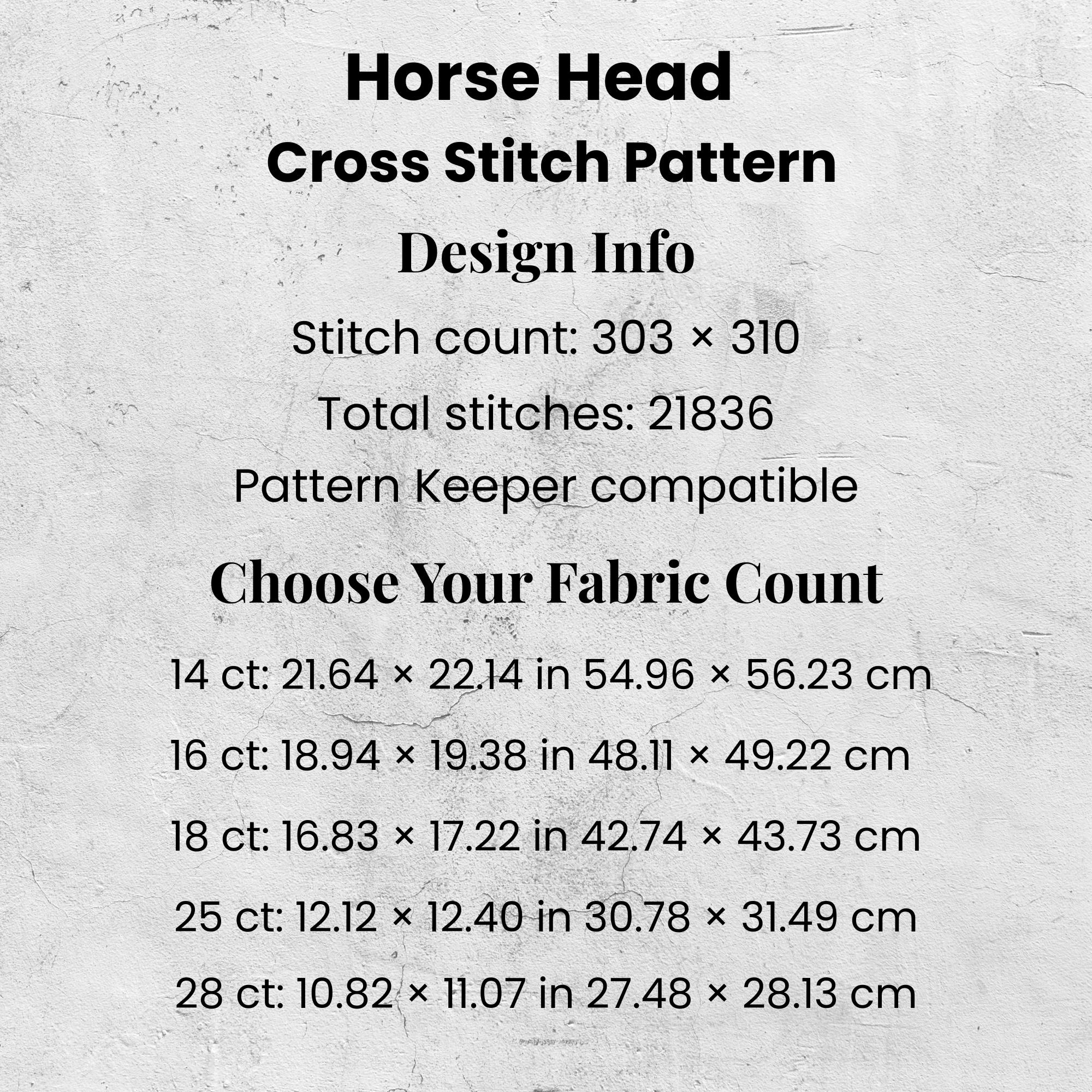 Horse Head Cross Stitch Pattern • Monochrome Horse Embroidery PDF ...