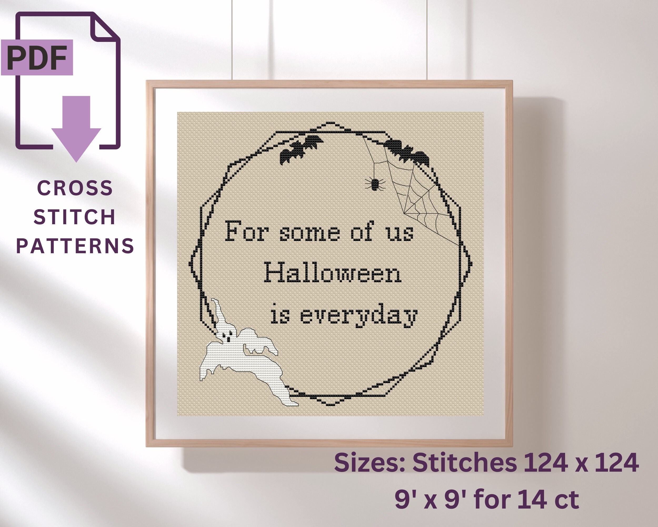Halloween is Everyday Cross Stitch Pattern, Flowers Wreath Cross Stitch,  Sayings Wall Decor, Pdf Download - Etsy