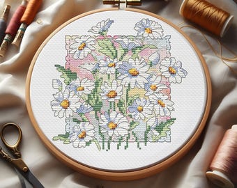 Daisy smile Counted Cross Stitch Pattern flowers digital cross stitch pattern pdf