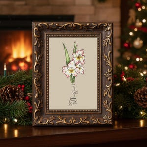 August Birth Month Flower- Gladiolus - instant download cross stitch pattern