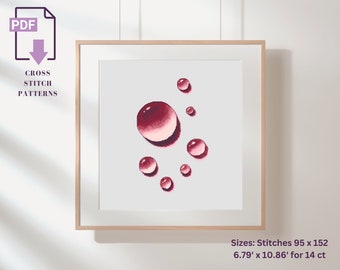 Watercolor Water Drops Cross Stitch Pattern, Abstract cross stitch pattern. Rain Drops PDF Instant Download