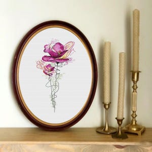 Wild Flowers #17 Watercolor Cross Stitch Pattern  floral poppy cross stitch pattern PDF Instant Download