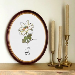 July Birth Month Flower- Waterlily - instant download cross stitch pattern