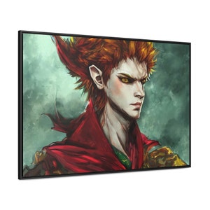 Haunted Dark Elf Possessed Treacherous Ghoul Midnight Mischief Flame Redhead Framed Canvas Wall Art image 9