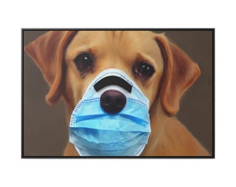 Yellow Lab Puppy With Mask and Mustache Wall Canvas Art