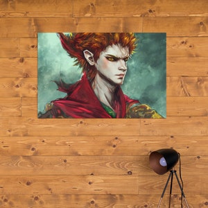 Haunted Dark Elf Possessed Treacherous Ghoul Midnight Mischief Flame Redhead Framed Canvas Wall Art image 8