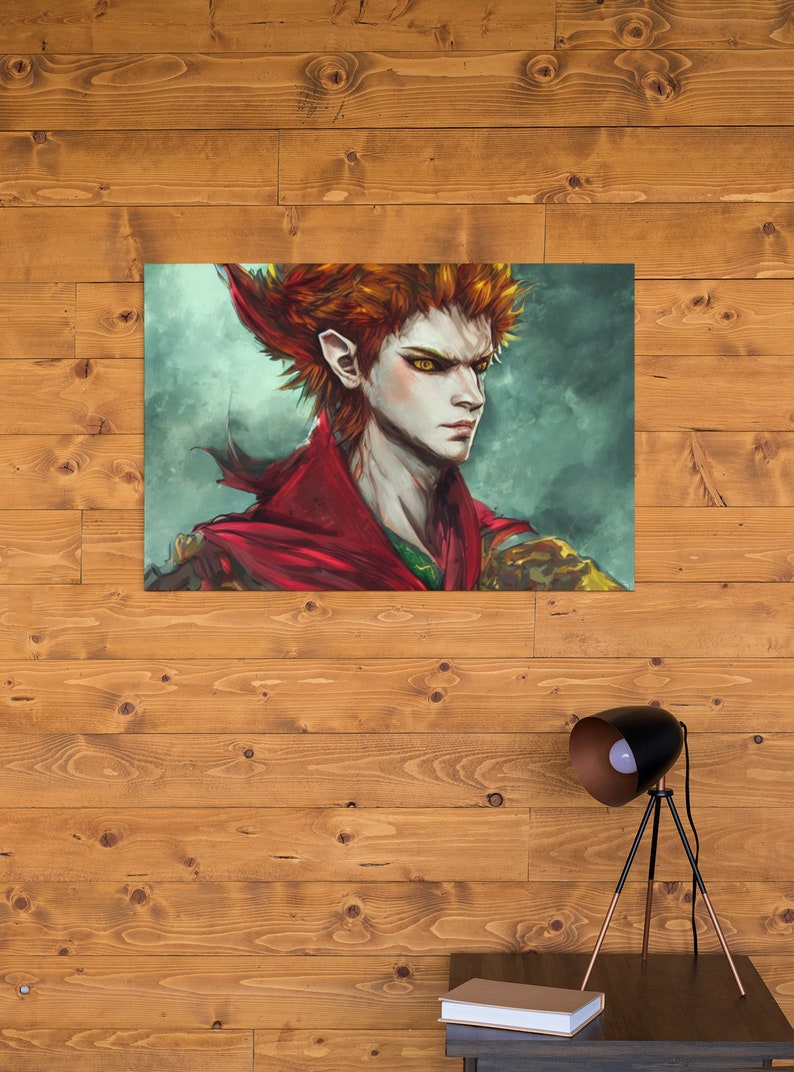 Haunted Dark Elf Possessed Treacherous Ghoul Midnight Mischief Flame Redhead Framed Canvas Wall Art image 8