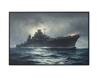 Imposing Destroyed Destroyer Profiled by Bright Sunlight Firefight Recovering in Foreboding Eye of the Storm Canvas Wrap Wall Decor