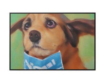 German Pinscher Puppy Wearing Mask Wall Canvas