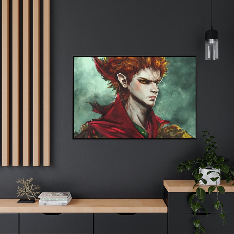 Haunted Dark Elf Possessed Treacherous Ghoul Midnight Mischief Flame Redhead Framed Canvas Wall Art image 4