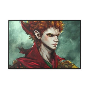 Haunted Dark Elf Possessed Treacherous Ghoul Midnight Mischief Flame Redhead Framed Canvas Wall Art image 1