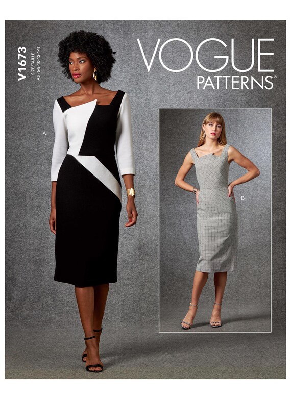 Vogue V1673 Asymmetrical Detailed Dress Pattern, Sizes 6-14 - Etsy UK