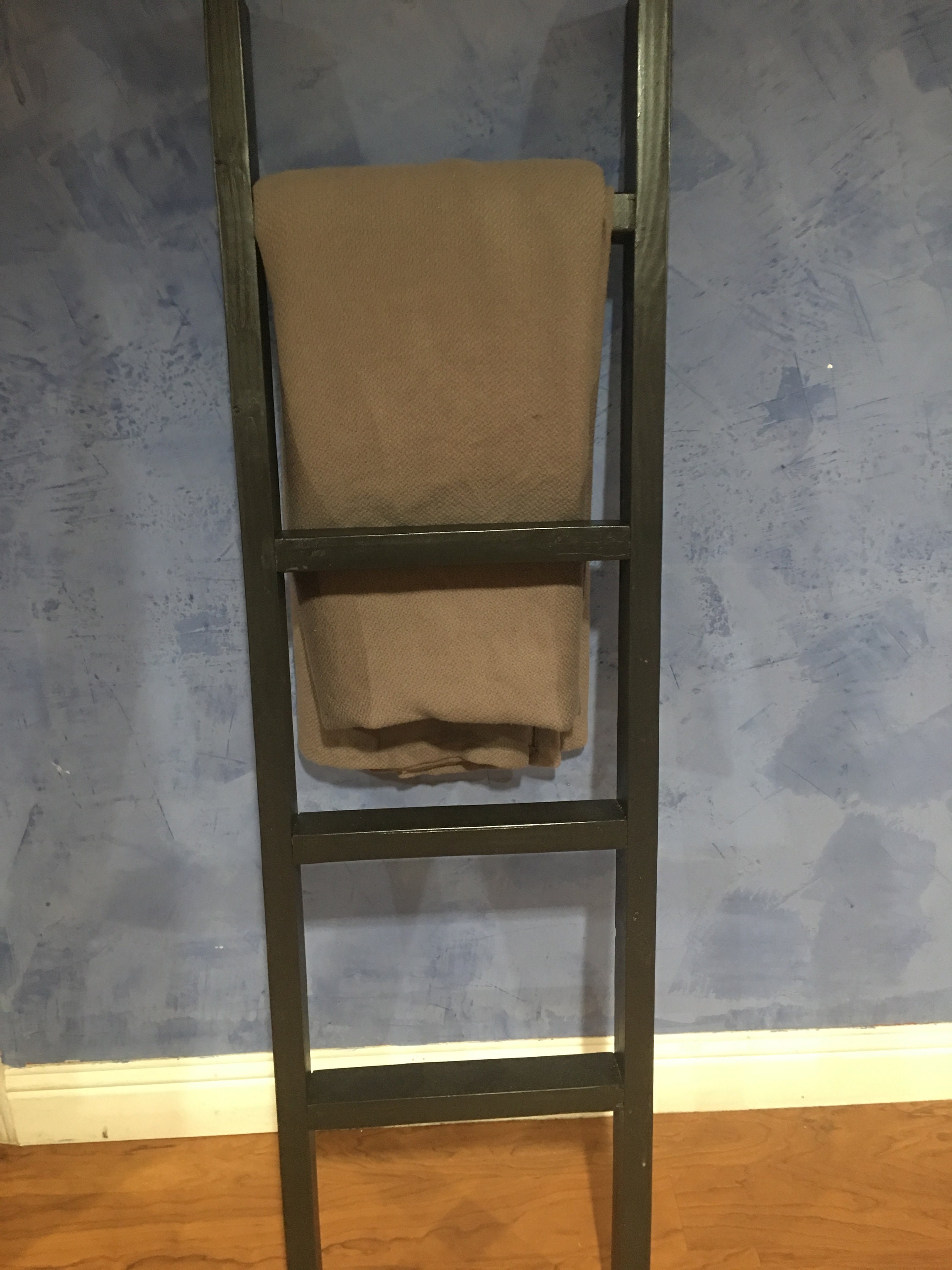 Solid black blanket throw ladder Etsy