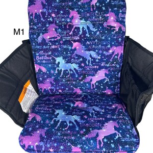 RTS M1 Purple unicorns seat cover for Wonderfold M1 single stroller wagon, M1 single seat, Cotton and Minky, padded, ready to ship