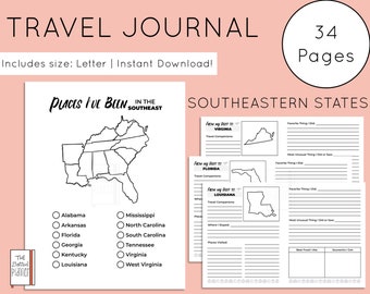 Printable Vacation Journal | Southeastern US Travel Journal Printables