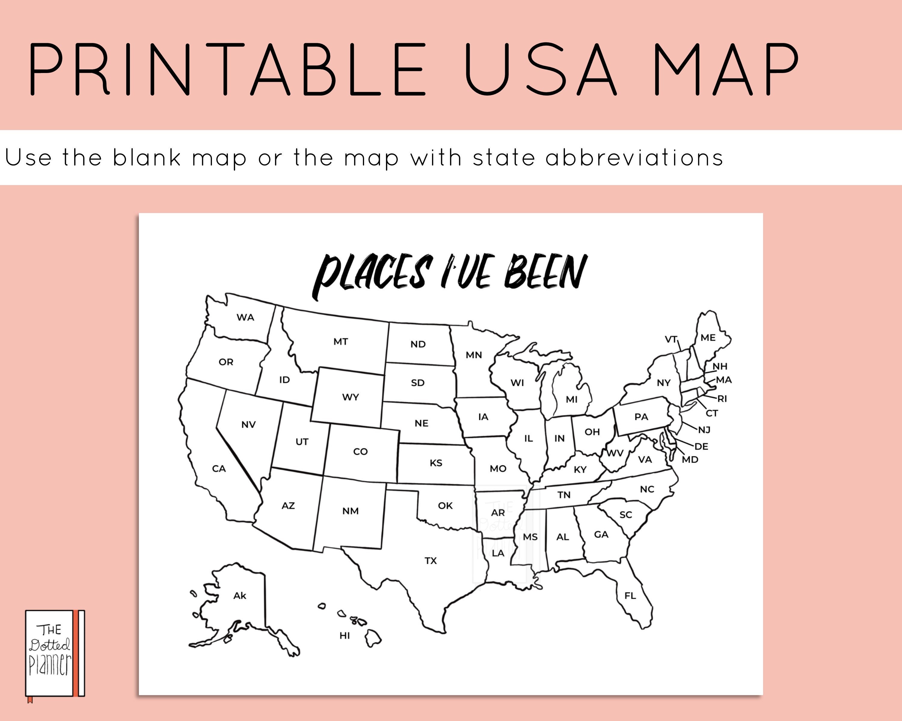 Places I Ve Been Printable Map USA Map Printable Etsy Il Fullxfull.2234670515 Tj15