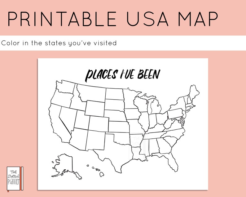 Places I've Been Printable Map | USA Map Printable - Etsy