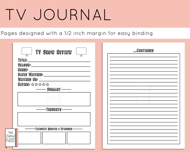 TV Show Tracker Printable TV Journal Etsy
