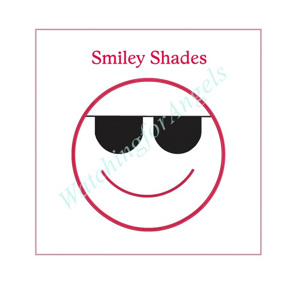 Smiley Shades Machine Embroidery Design 5 SIZES Instant Etsy