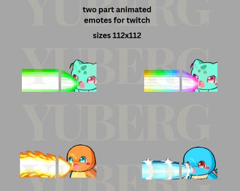 Animated twitch emotes, Bulbasaur, Charmander, Squirtle twitch emotes 2 parts, Pokemon