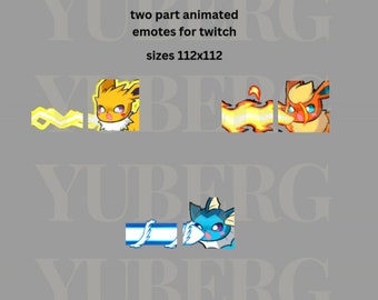 Animated twitch emotes, Jolteon, Flareon, Vaporeon, twitch emotes 2 parts, Pokemon