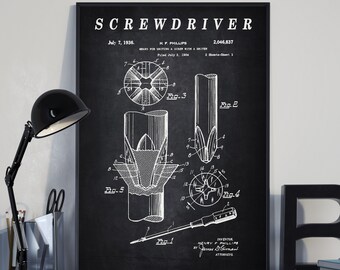 Philips Screwdriver Patent Print - Scientific Wall Art | Chalkboard - Vintage- Blueprint | Digital Download