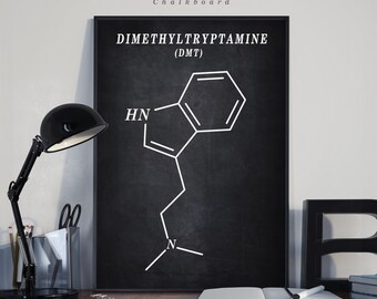 DMT Dimethyltryptamine Molecule Print - Scientific Wall Art | Chalkboard - Vintage- Blueprint | Digital Download