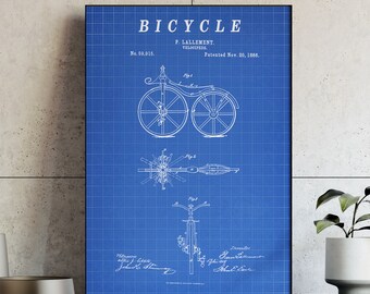 Bicycle Patent Print - Scientific Wall Art | Chalkboard - Vintage- Blueprint | Digital Download