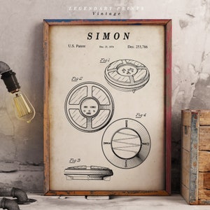 Simon Patent Print - Scientific Wall Art | Chalkboard - Vintage- Blueprint | Digital Download