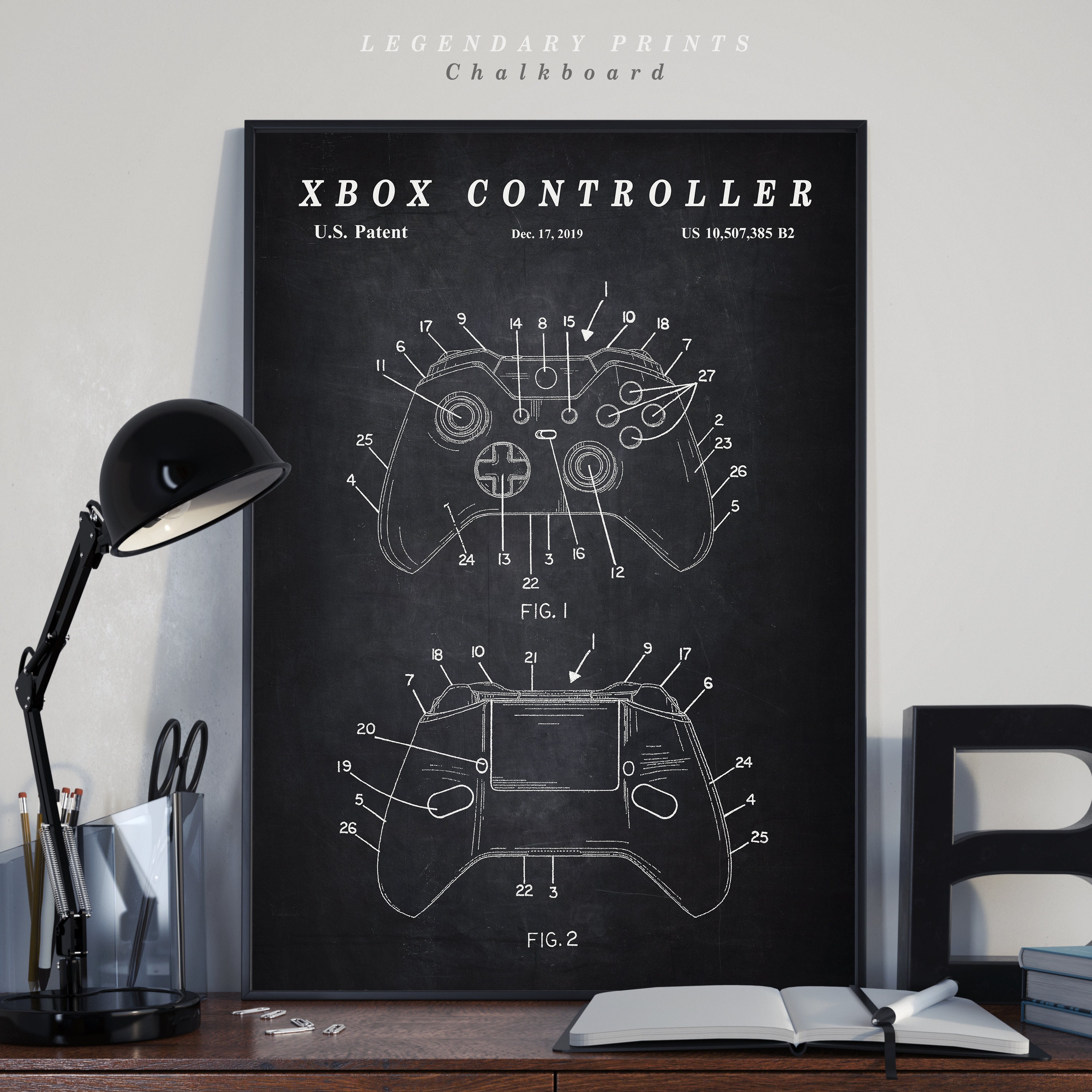 Xbox Controller Patent Print Scientific Wall Art Etsy
