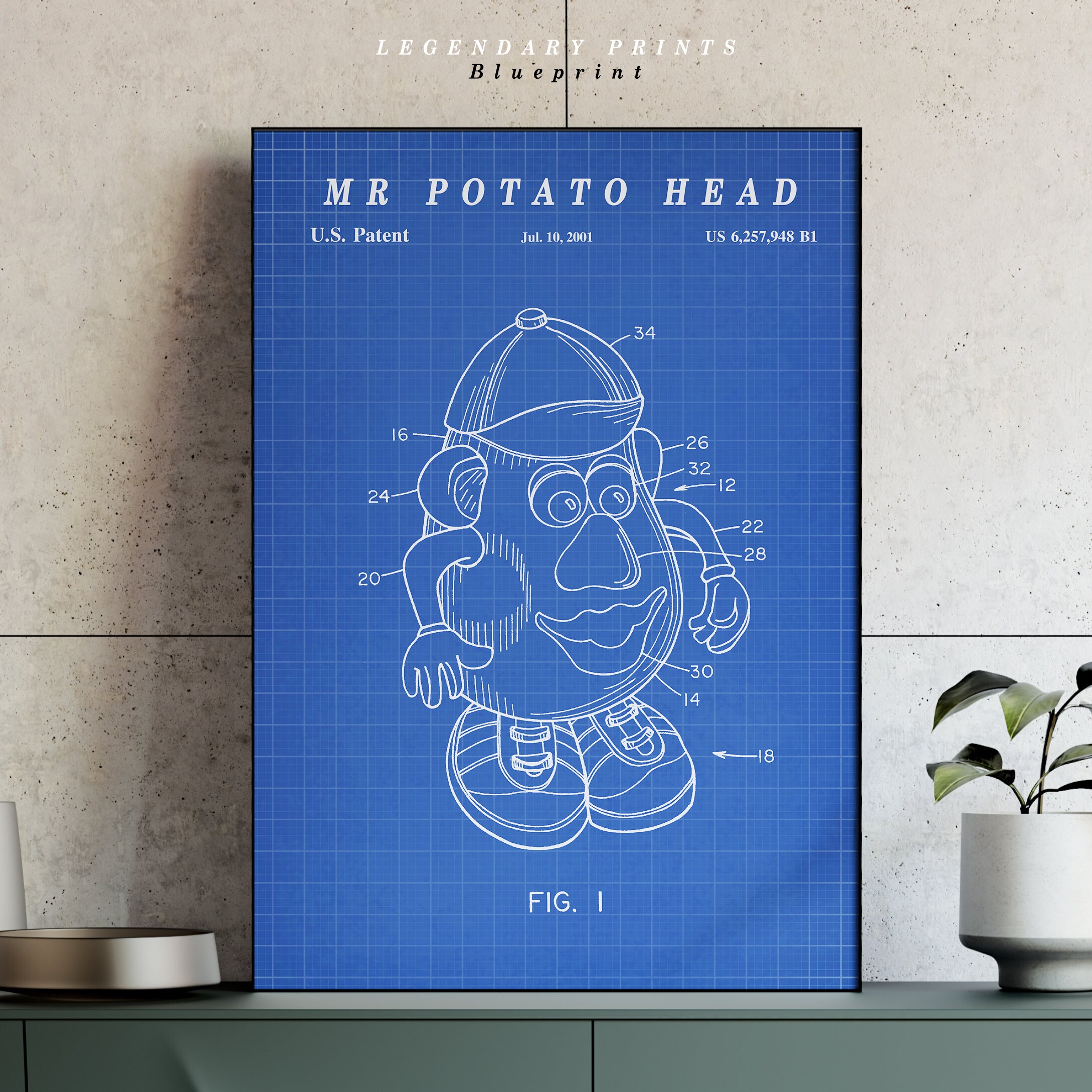 Mr Potato Head Patent Print Scientific Wall Art Chalkboard - Etsy