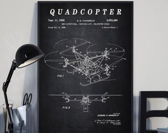 Quadcopter Drone Patent Print - Scientific Wall Art | Chalkboard - Vintage- Blueprint | Digital Download