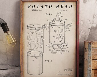 Original Mr Potato Head Patent Print - Scientific Wall Art | Chalkboard - Vintage- Blueprint | Digital Download