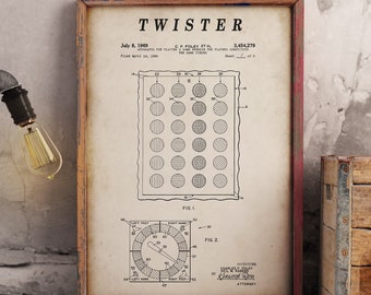 Twister Patent Print - Scientific Wall Art | Chalkboard - Vintage- Blueprint | Digital Download