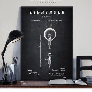 Incandescent Bulb Patent Print - Scientific Wall Art | Chalkboard - Vintage- Blueprint | Digital Download