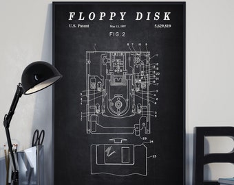Floppy Disk Patent Print - Scientific Wall Art | Chalkboard - Vintage- Blueprint | Digital Download