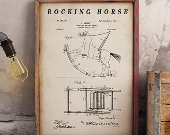Rocking Horse Patent Print - Scientific Wall Art | Chalkboard - Vintage- Blueprint | Digital Download