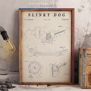 Slinky Dog Patent Print - Scientific Wall Art | Chalkboard - Vintage- Blueprint | Digital Download