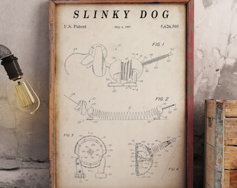 Slinky Dog Patent Print - Scientific Wall Art | Chalkboard - Vintage- Blueprint | Digital Download