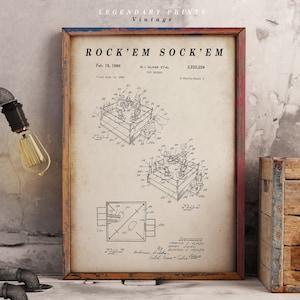 Rock&#39;em Sock&#39;em Robots Patent Print - Scientific Wall Art | Chalkboard - Vintage- Blueprint | Digital Download