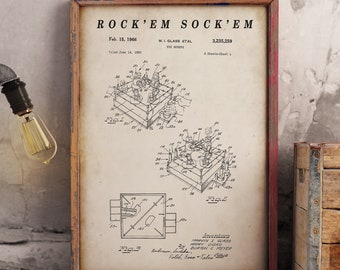 Rock'em Sock'em Robots Patent Print - Scientific Wall Art | Chalkboard - Vintage- Blueprint | Digital Download