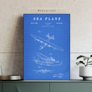 Sea Plane Patent Print - Scientific Wall Art | Chalkboard - Vintage- Blueprint | Digital Download