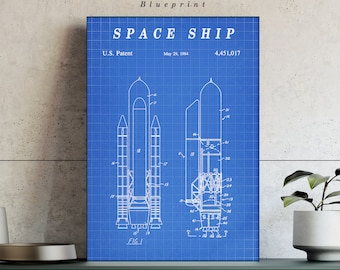 Space Ship Patent Print - Scientific Wall Art | Chalkboard - Vintage- Blueprint | Digital Download