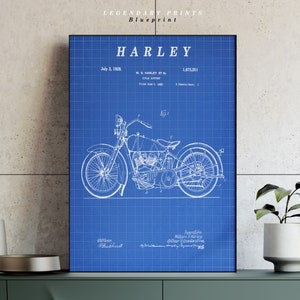 Harley Motorbike Patent Print - Scientific Wall Art | Chalkboard - Vintage- Blueprint | Digital Download