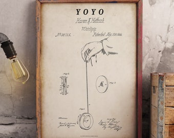 Yoyo Patent Print - Scientific Wall Art | Chalkboard - Vintage- Blueprint | Digital Download