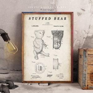 Stuffed Bear Patent Print - Scientific Wall Art | Chalkboard - Vintage- Blueprint | Digital Download